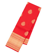 Red Woven Pure Silk Saree With Zari Buttas-EC2594