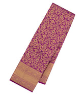 Magenta Handloom Kanchipuram Silk Saree With Floral Vine Motifs-KA15366