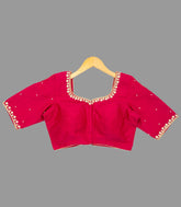 Pink Embroidered Festive Blouse Wth Floral Butta