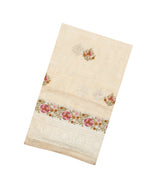 Cream Woven Art Linen Saree With Embroidered Buttas & Border-BL6032