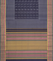 Dark Indigo Handloom Japanese Indigo Natural Dyed Silk Saree With Kimono Motifs-KA16387