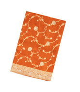 Rust Woven Crepe Saree With Brocaded & Embroidery Floral Motifs-EN1681