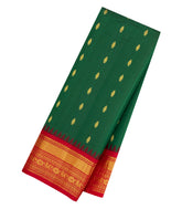 Green Handloom Gadwal SICO Saree With Cotton Body & Silk Border-GA0389
