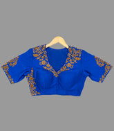 Blue Floral Embroidered Festive Blouse