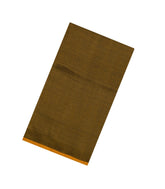 Dark Olive Handloom Soft Silk Cotton Saree With Zari Stripes-SC4302
