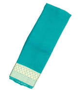 Turquoise Woven Mysore Silk Saree With Floral Zari Border-MS3071