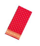 Red Woven Blended Georgette Saree With Floral Motifs-EN1900