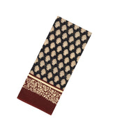 Black Printed Jaipur Cotton Saree With Floral Motifs-JC1900