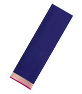 Navy Blue Woven Mysore Silk Saree With Contrast Border-MS3750