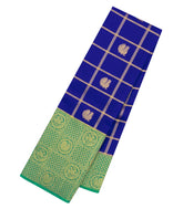 Blue Handloom Korvai Kanchipuram Silk Saree With Zari Checks & Buttas-KA16785