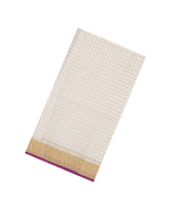 Off White Woven Linen Saree With Checks & Magenta Selvage-LI0702