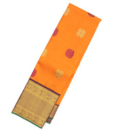 Orange Handloom Korvai Kanchipuram Silk Saree With Meena Buttas-KA12974