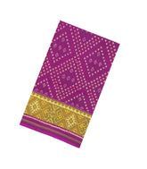 Dark Purple Handloom Rajkot Patola Silk Saree With Ikat Floral Motifs-IK0592