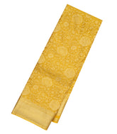 Mustard Mysore Crepe Silk Saree With Floral Vine Motifs-MS3098