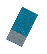 Blue Woven Art Linen Saree With Flower Motifs-BL5655