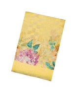 Yellow Woven Pure Linen Saree With Printed Floral Motifs-PS0607