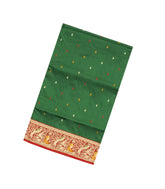 Dark Green Handloom Banarasi Silk Saree With Meena Floral Motifs-BE1603