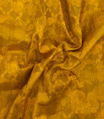 Mustard Handloom Woodblock Lino Silk Saree With Abstract Japanese Motifs-KA16391