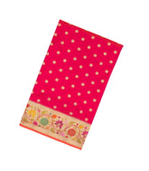 Hot Pink Handloom Banarasi Ektara Weaving Silk Saree With Kamalam Zari Buttas-BE1373