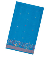 Cyan Handloom Uppada Silk Saree With Meena Floral Motifs-UP0427