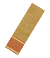 Gold Handloom Kanchi Cotton Saree With Stripes & Contrast Border-KC1742