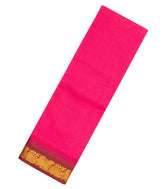 Hot Pink Woven Chirala Cotton Saree With Stripes & Contrast Temple Border-CR1311
