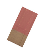 Dusty Peach Handloom Soft Silk Saree With Stripes & Floral Motifs-SO4590