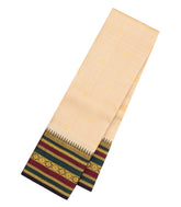 Sandal Handloom Korvai Kanchipuram Silk Saree With Buttas-KA15478