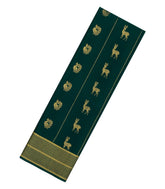 Bottle Green Woven Mysore Silk Saree With Buttas & Zari Border-MS3477