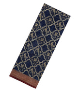 Dark Blue Printed Chanderi Cotton Saree With Bird Motifs-CC1448