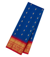 Blue Handloom Gadwal SICO Saree With Cotton Body & Silk Border-GA0366