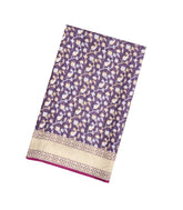 Lilac Handloom Organza Satin Soft Silk Saree With Floral Vine Motifs-SO4076