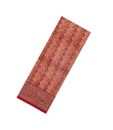 Red Printed Chanderi Cotton Saree With Zari Border-CC1524