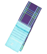 Dark Purple Handloom Korvai Kanchipuram Silk Saree With Checks & Contrast Border-KA13368