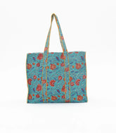 Cyan Bagru Printed Handmade Cotton Quilted Tote Bag-ACS1030