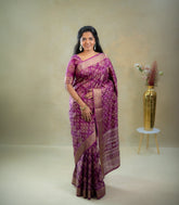 Magenta Woven Synthetic Dola Silk Saree With Floral Motifs-BL4685
