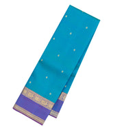 Cyan Handloom Kanchipuram Silk Saree With Stripes & Buttas-KA15475