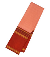 Onion Pink Handloom Natural Dyed Korvai Silk Saree With Rust Border