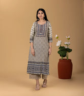 White & Black Printed Kurta-KR0833