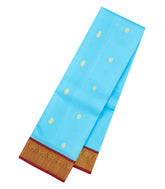 Light Blue Handloom Korvai Kanchipuram Silk Saree With Zari Buttas-KA16724