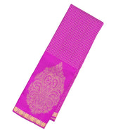 Magenta Handloom Kanchipuram Silk Saree With Checks & Buttas-KA13354