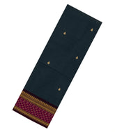 Dark Grey Woven Chettinad Cotton Saree With Contrast Border-CN1851