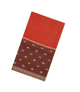 Red Woven Blended Viscose Saree With Contrast Border-BL5679