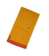 Mustard Handloom Bengal Cotton Saree With Kamalam Buttas-BG1085