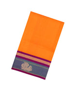 Orange Handloom Korvai Silk Cotton Saree With Contrast Border-SC4519