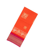 Orange Printed Synthetic Dola Silk Saree With Contrast Zari Border-BL5025