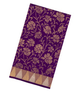 Purple Handloom Uppada Silk Saree With Floral Zari Motifs-UP0431