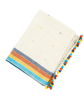 Off White Handloom Bhujodi Cotton Saree With Cross Buttas