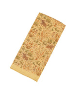 Sandal Woven Linen Saree With Printed Elephant & Floral Motifs-LI0676