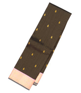 Black Handloom Korvai Kanchipuram Silk Saree With Stripes & Buttas-KA13074